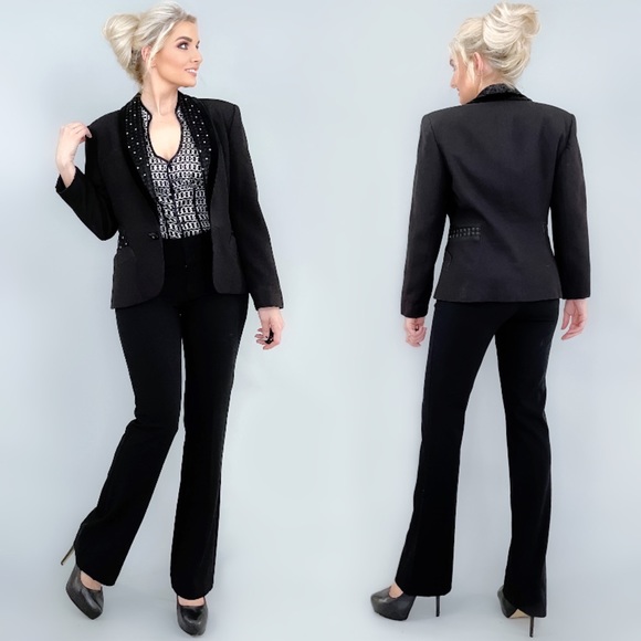 Black Velvet and Rhinestone Blazer - Picture 3 of 16
